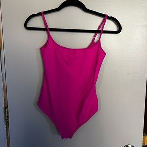 Stretchy pink free people bodysuit